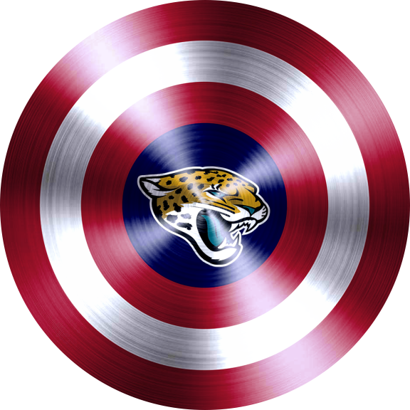 Captain American Shield With Jacksonville Jaguars Logo vinyl decal